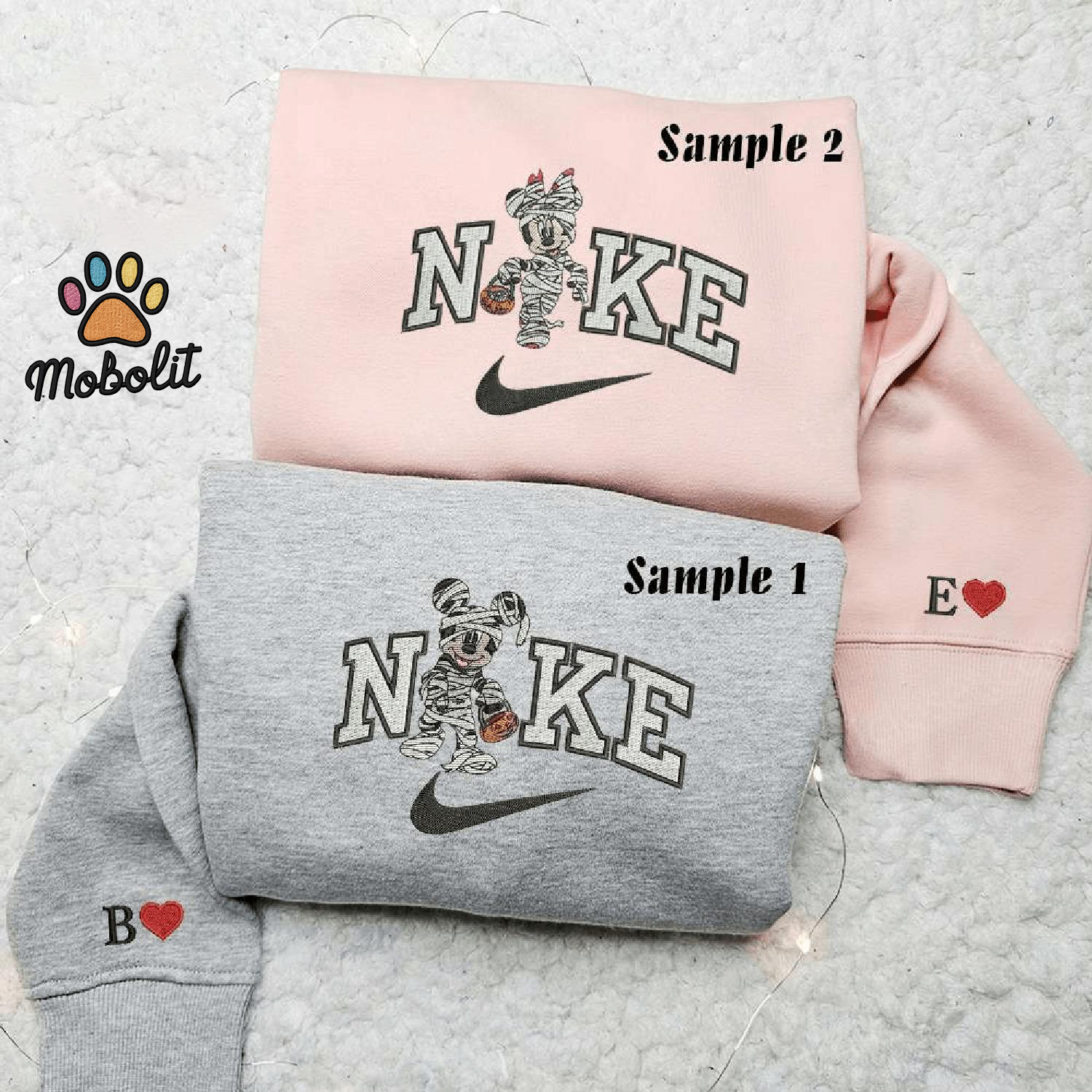 Minnie And Mickey Spooky Mummy Disney Characters  Couple Matching Hoodie Tshirt Embroidered  Sweatshirt For Fan