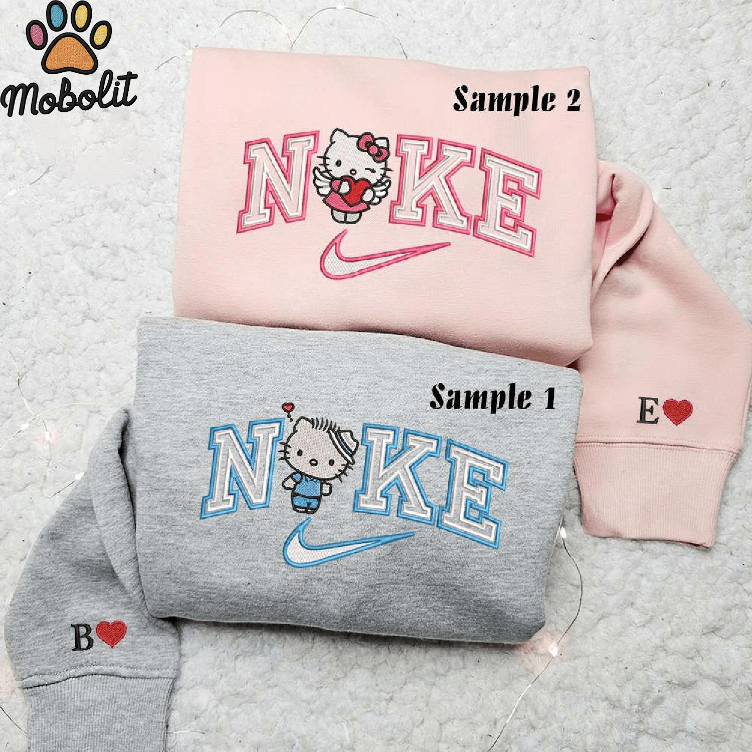 Hello Kitty and Dear Daniel Couple Cartoon Valentine Day Couple Matching Hoodie Tshirt Embroidered  Sweatshirt For Fan