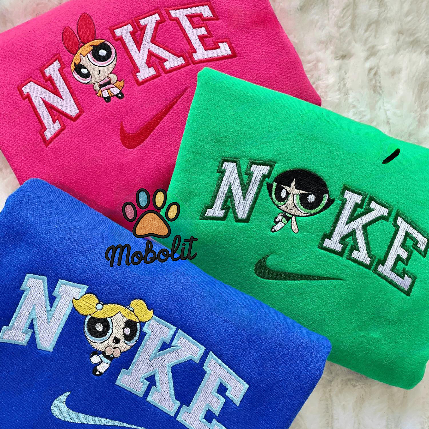 Blossom Buttercup Bubbles The Powerpuff Girls 90s Cartoon Network Matching Embroidered, Embroidery Sweatshirt Tshirt Hoodie For Fan