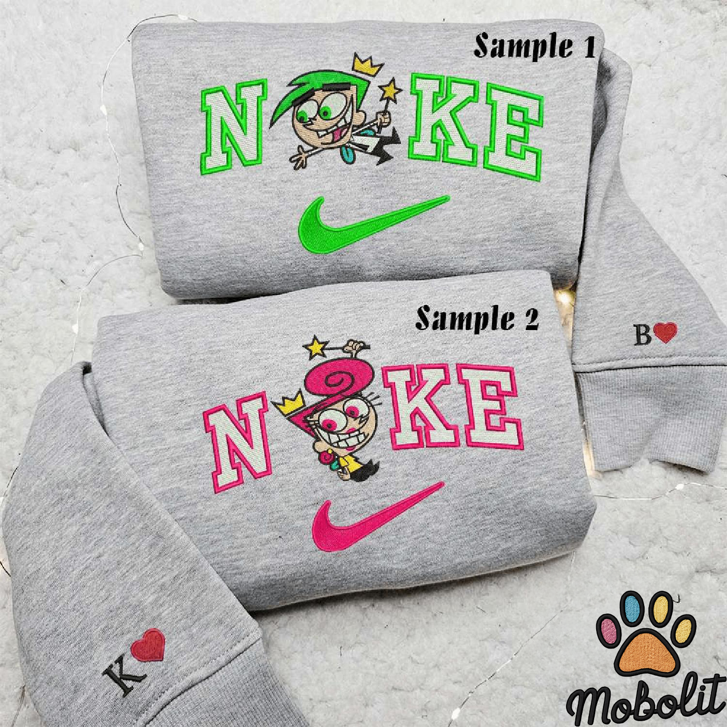 Cosmo And Wanda Cartoon Valentine Day  Couple Matching Hoodie Tshirt Embroidered  Sweatshirt For Fan