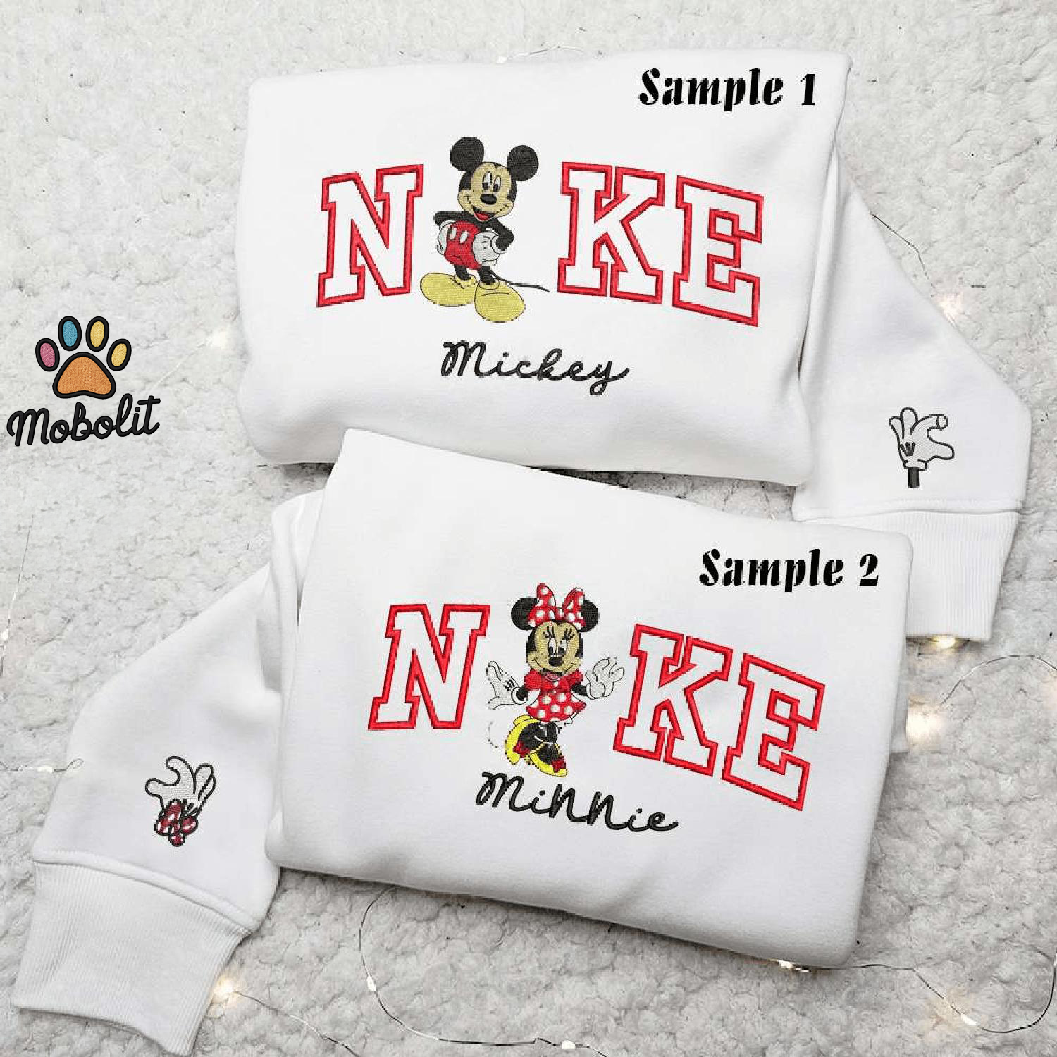 Minnie And Mickey Disney Characters Couple Matching Hoodie Tshirt Embroidered  Sweatshirt For Fan Valentine Day