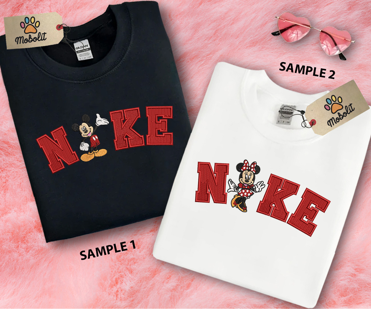 Mickey And Minnie Matching Couple Embroidered Sweatshirt