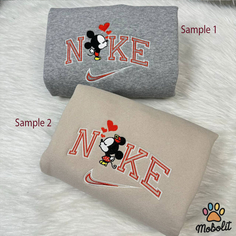 Cute Mickey And Minnie Disney Brand Embroidered Shirt , Brand Embroidery Matching Couple Gifts Unisex Shirt