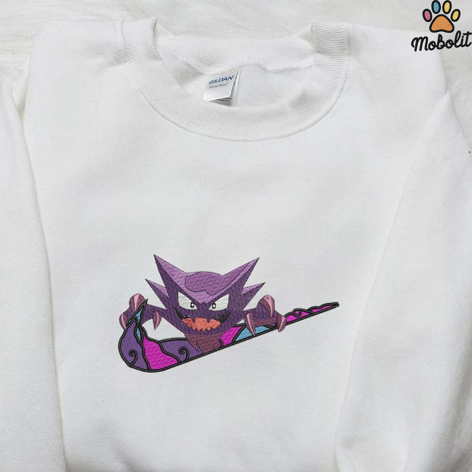 Gastly Haunter Gengar  Swoosh Pokemon Anime  Hoodie Tshirt Embroidered Sweatshirt For Fan