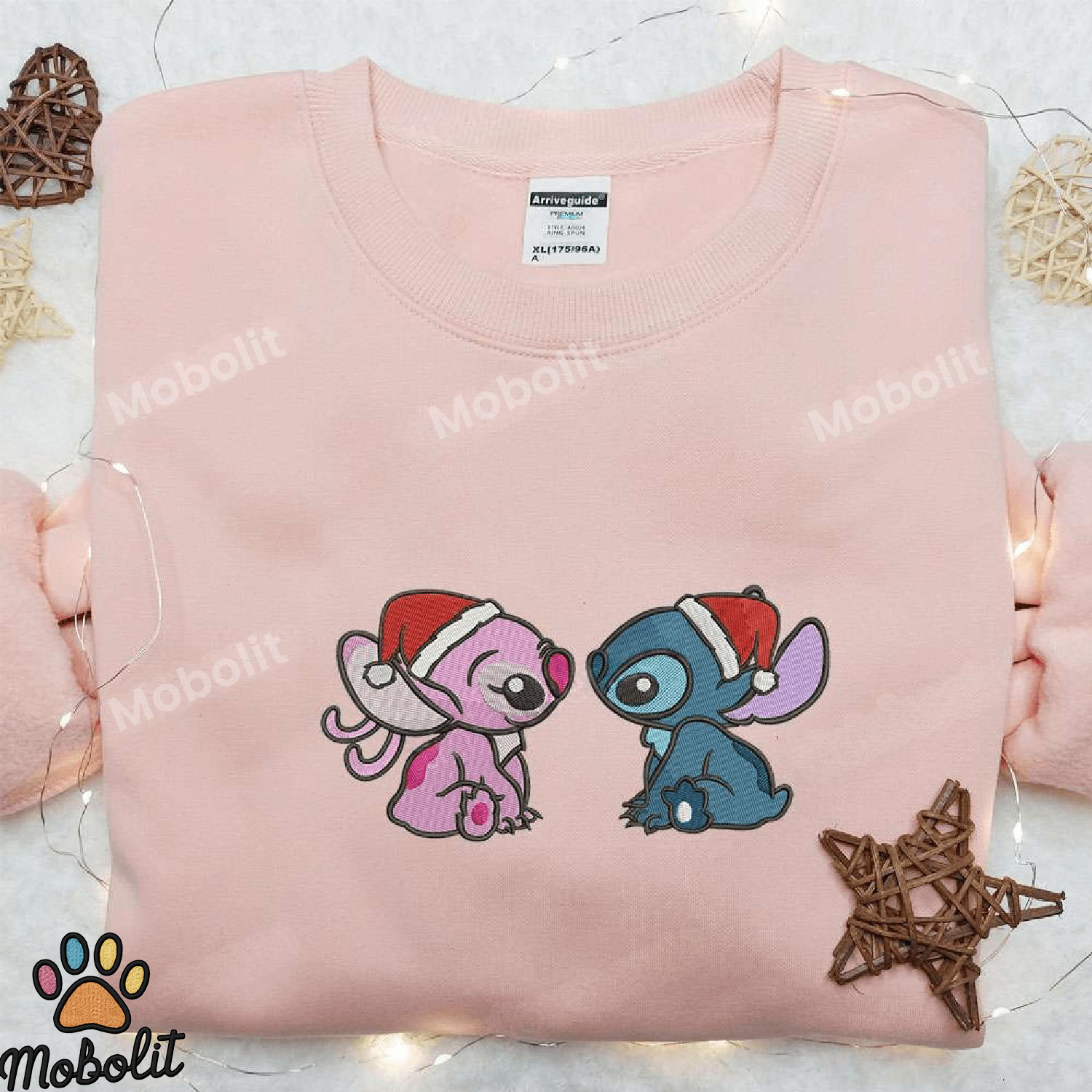 Angel And Stitch Disney Characters Christmas Gift Ideas Hoodie Tshirt Embroidered Sweatshirt For Fan