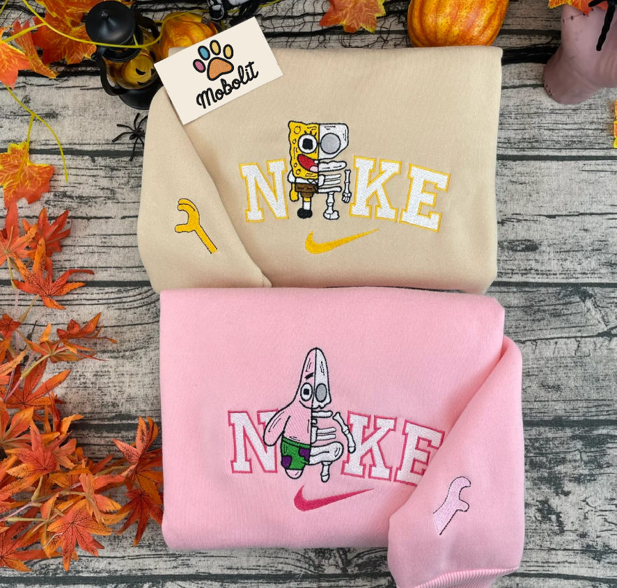 Halloween SpongeBob SquarePants Patrick Star Couple Matching Hoodie Tshirt Embroidery Embroidered Sweatshirt For Fan