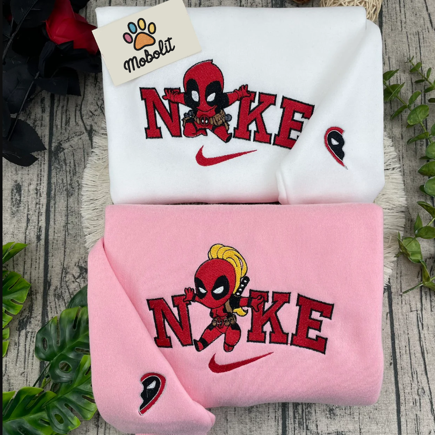 Deadpool & Lady Deadpool Hoodie Tshirt Embroidery Embroidered Sweatshirt For Fan