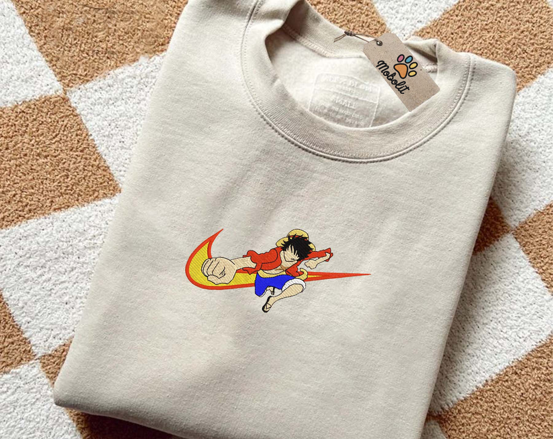 Monkey D. Luffy One Piece Anime Embroidered Sweatshirt Anime Gift   , Brand Gift, Embroidered Gift