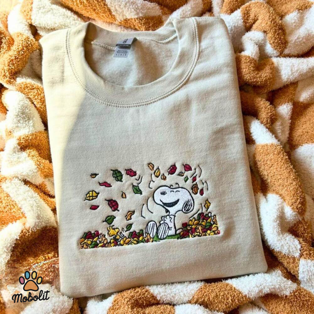 Printed shirt or Fall Snoopy Embroidered Sweatshirt, Halloween Embroidery Sweatshirt, Halloween Gift