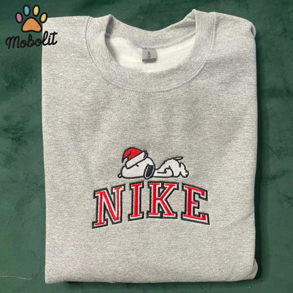 Embroidered Shirt Embroidered Santa Hat Snoopy Christmas Sweatshirt  Birthday gift Xmas Gift for her for him