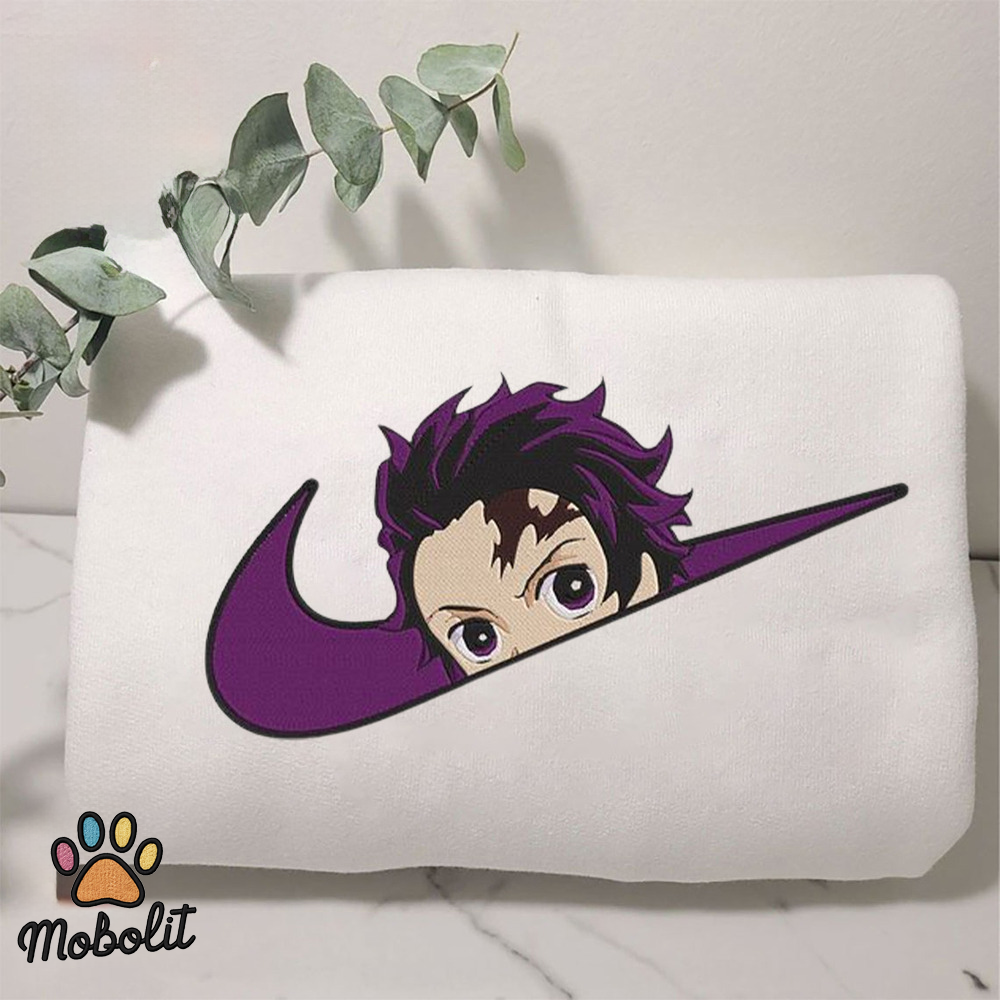 Purple Tanjiro Demon Slayer Printed shirt or Embroidered Sweatshirt, Anime Embroidered Sweatshirt  Birthday gift Xmas Gift for her for him