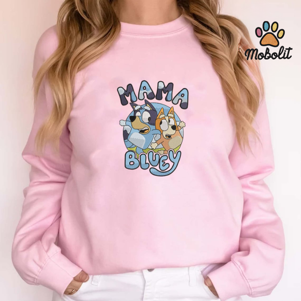 Blue Dog Mama , Blue Dogs Mom, Chill Cartoon Show , Retro Gift For Mother  Hoodie Tshirt Embroidered Sweatshirt For Fan