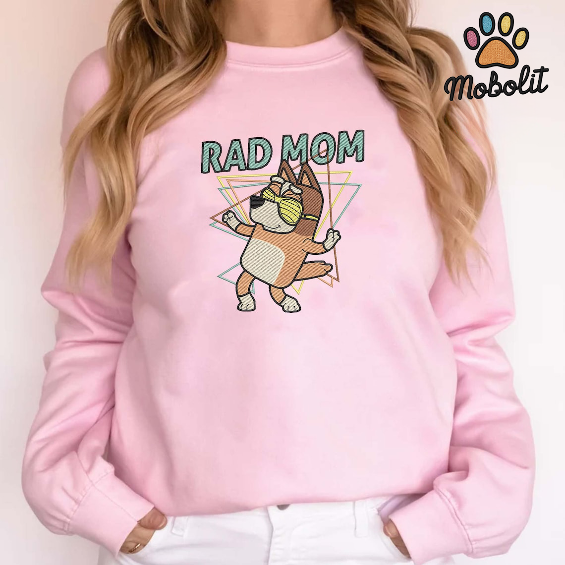 Rad Mom , Blue Dogs Mama, Retro Gift For Mother Day , Chill Cartoon Show  Hoodie Tshirt Embroidered Sweatshirt For Fan