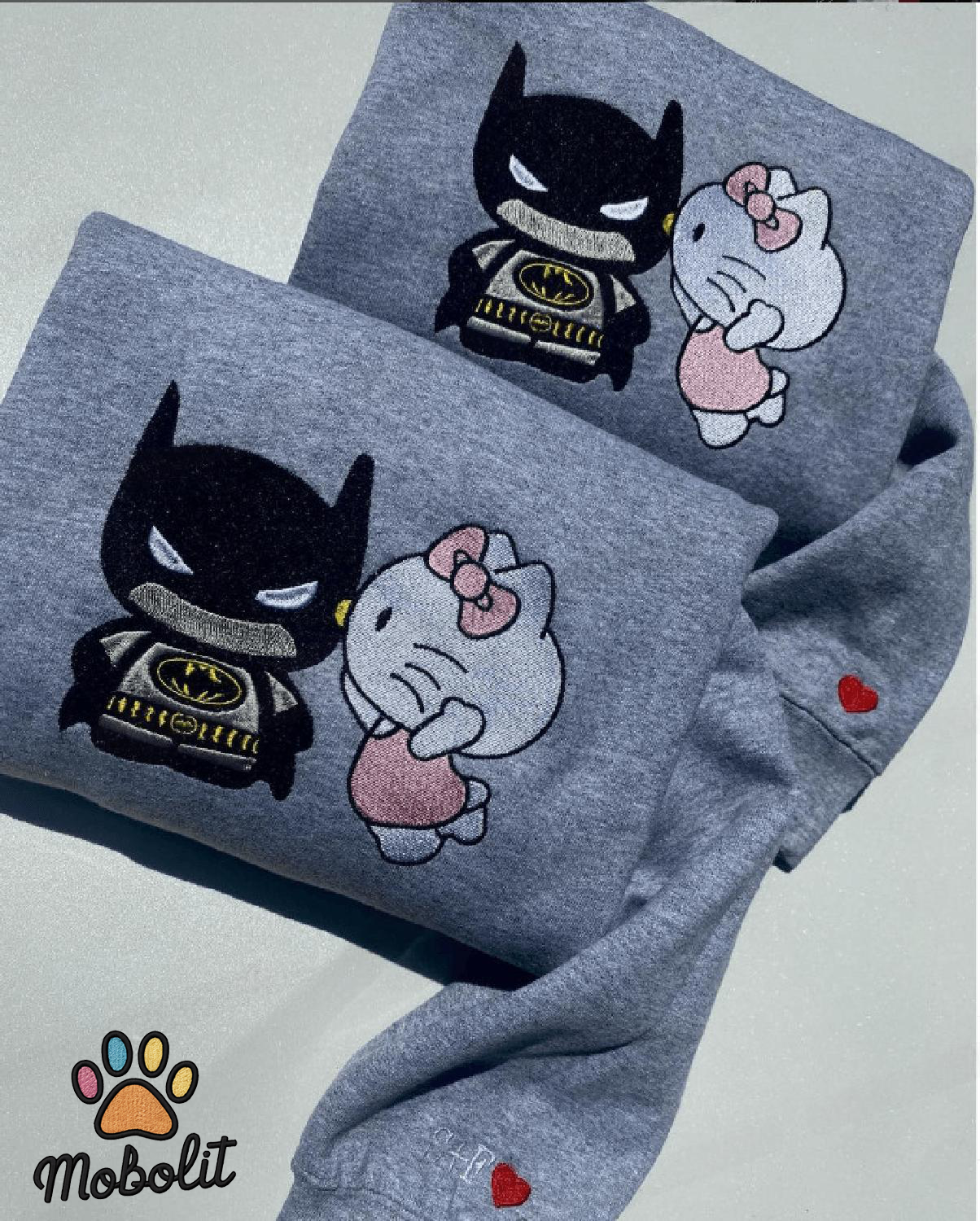 Batman and hello kitty Embroidered, Embroidery Sweatshirt Tshirt Hoodie For Fan