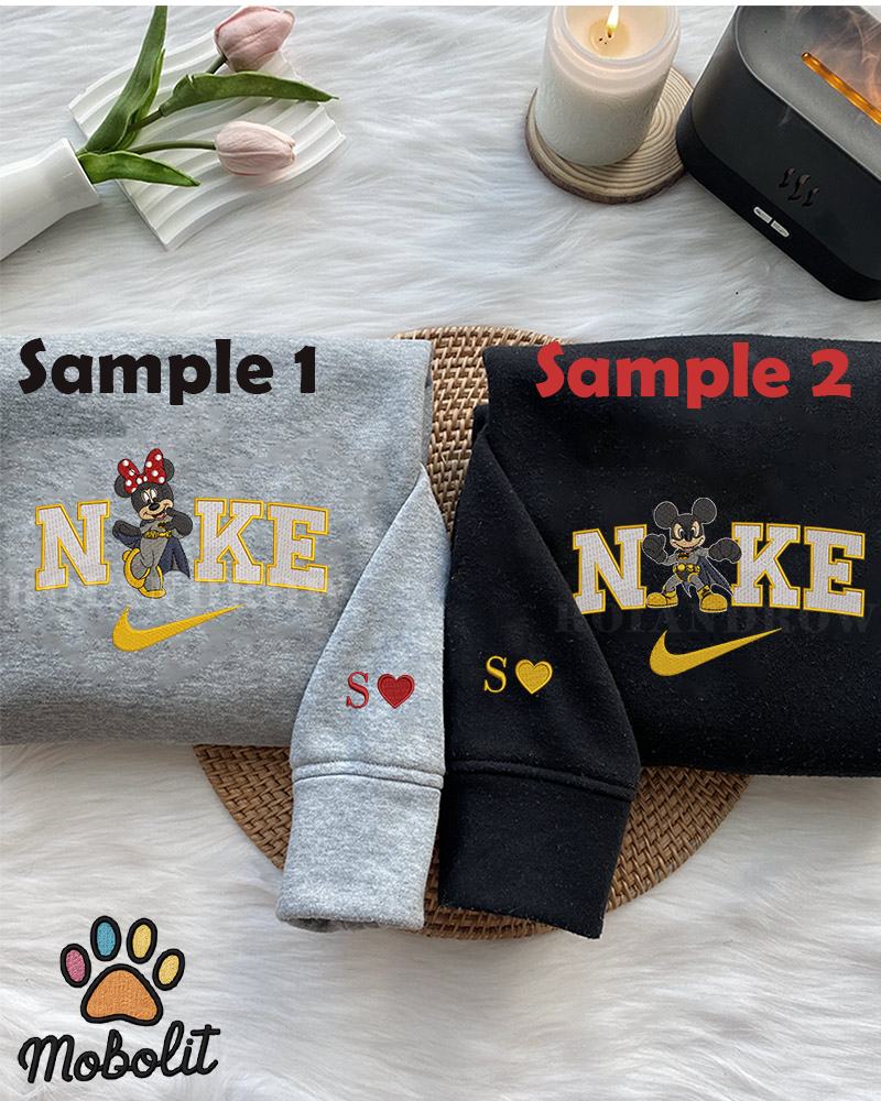 Mickey and Minnie (Batman version) Matching Embroidered, Embroidery Sweatshirt Tshirt Hoodie For Fan