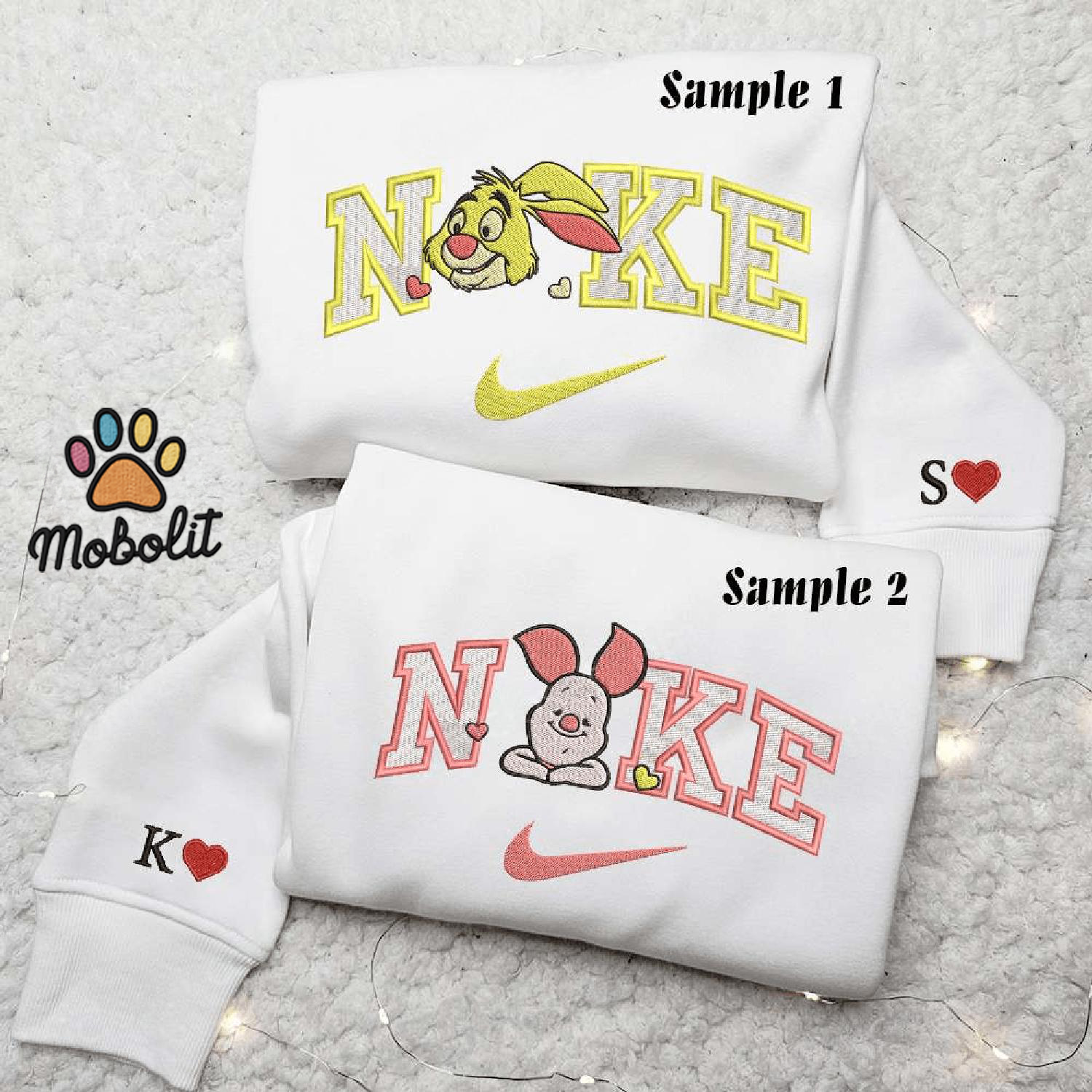 Rabbit And Piglet  Couple Shirt, Disney Characters  Couple Matching Hoodie Tshirt Embroidered  Sweatshirt For Fan