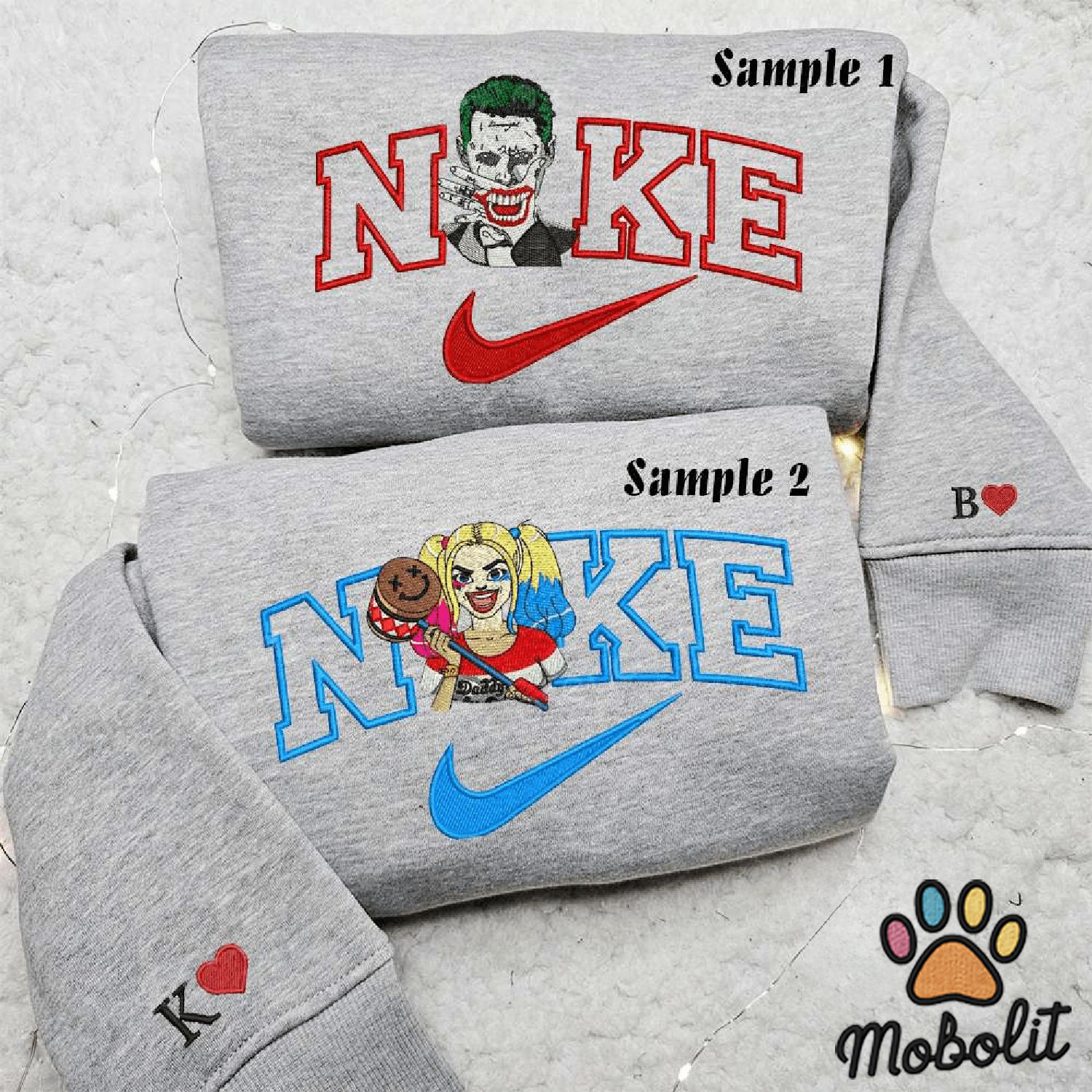 Joker And Harley Quinn Couple  Shirt, Movie Characters Couple Matching Hoodie Tshirt Embroidered  Sweatshirt For Fan