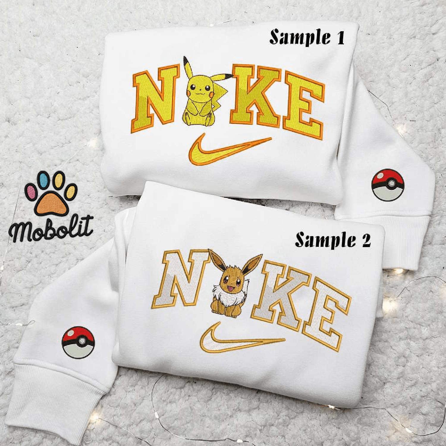 Pikachu And Eevee Pokemon Anime Couple Matching Hoodie Tshirt Embroidered  Sweatshirt For Fan