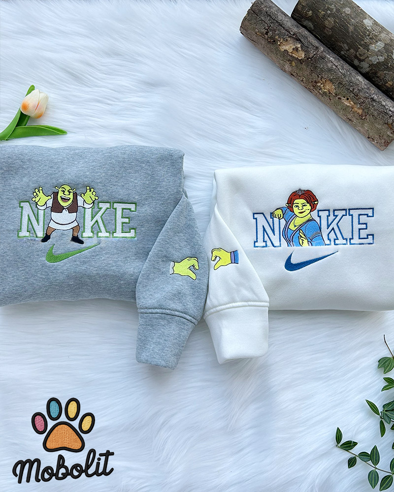 Shrek and Princess Fiona Embroidered Unisex Crewneck Tshirt/Hoodie/Sweatshirt, Birthday Gift, Gift for Him, Gift for Her