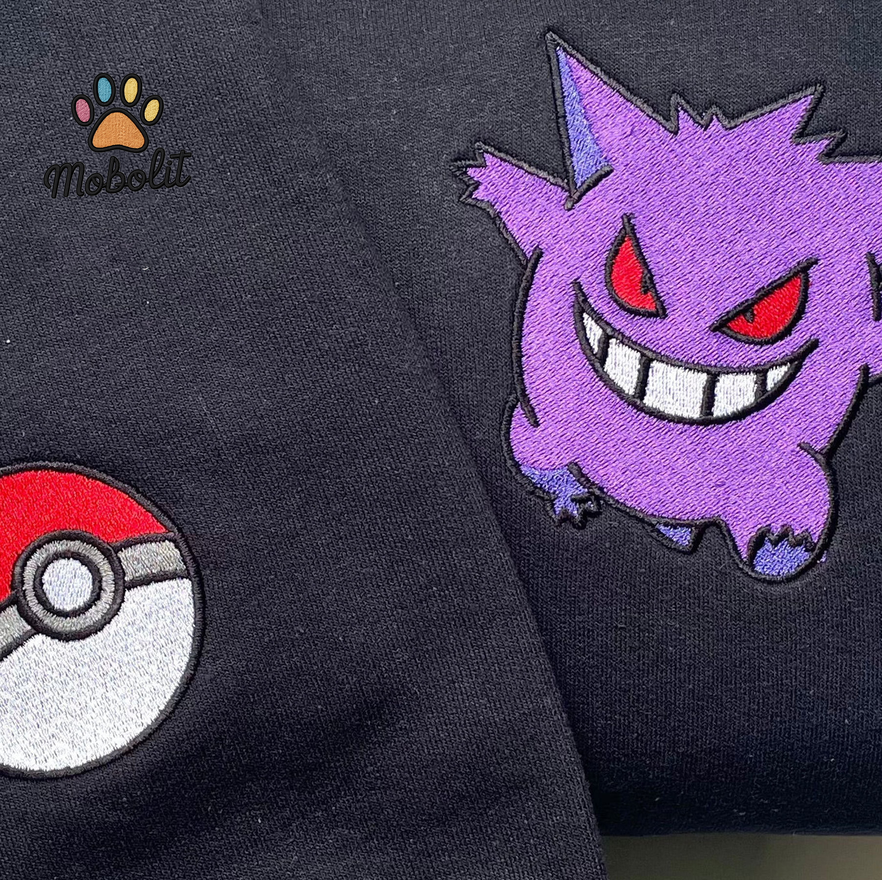 Anime Gengar Ghost Purple Pok?mon  Pokemon Embroidered Sweatshirt Tshirt Hoodie For Fan