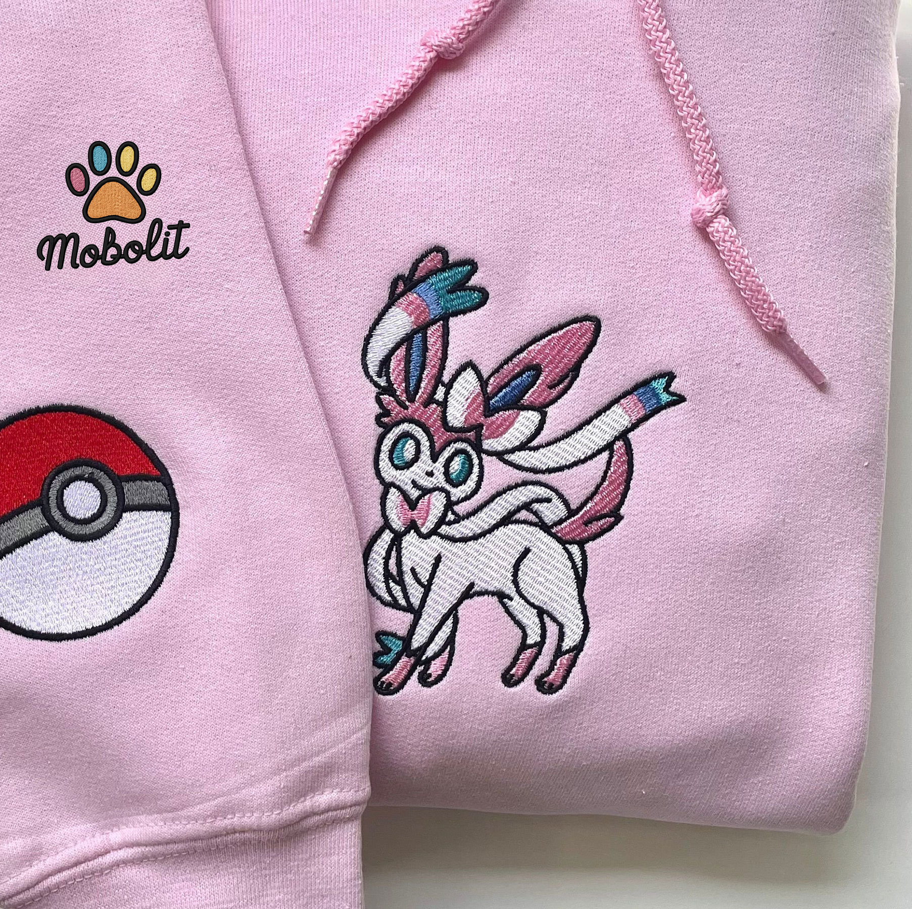 Anime Sylveon Pok?mon Pink Pokemon Embroidered Sweatshirt Tshirt Hoodie For Fan