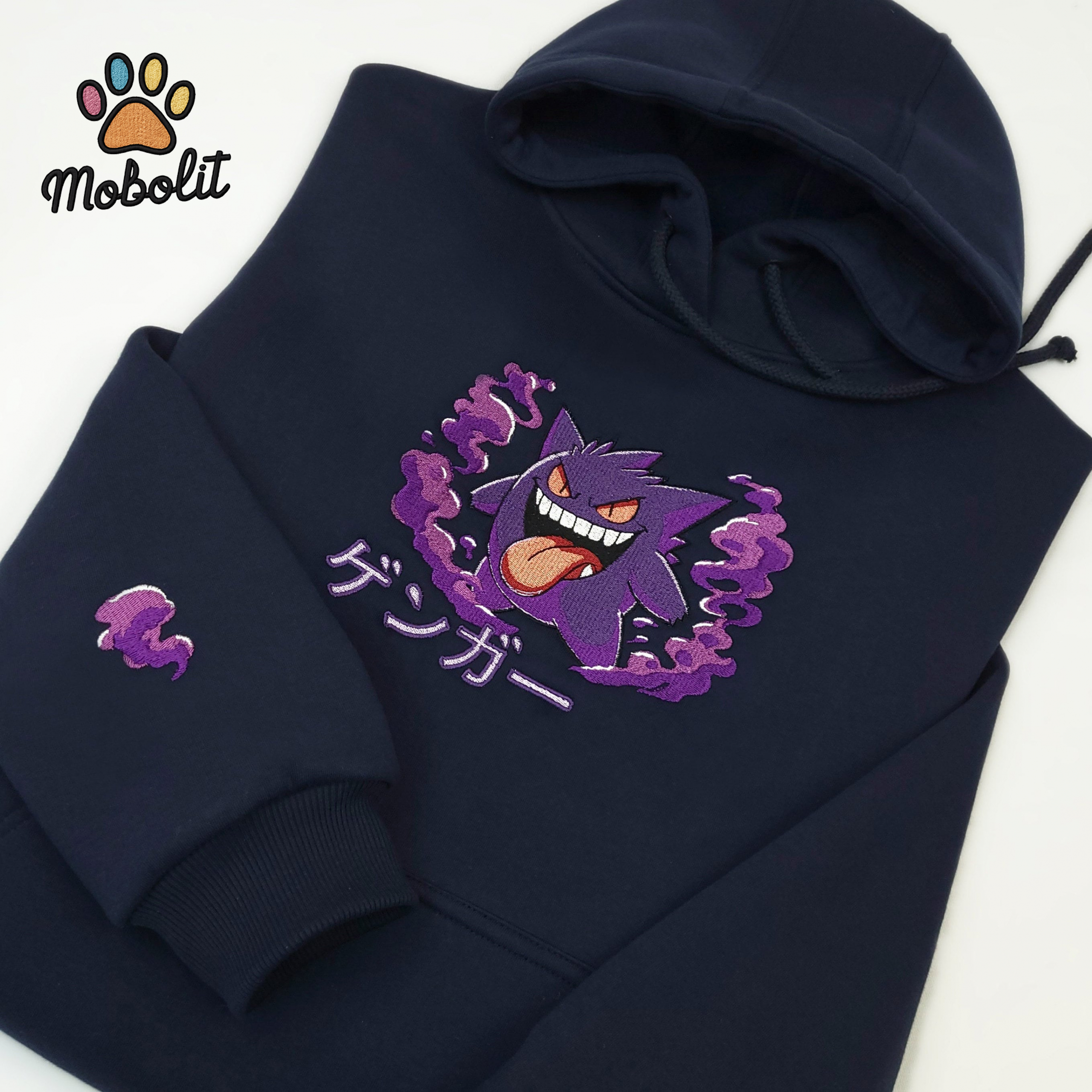 character Pokemon pokemon Gengar Hoodie Tshirt Embroidery Embroidered Sweatshirt For Fan