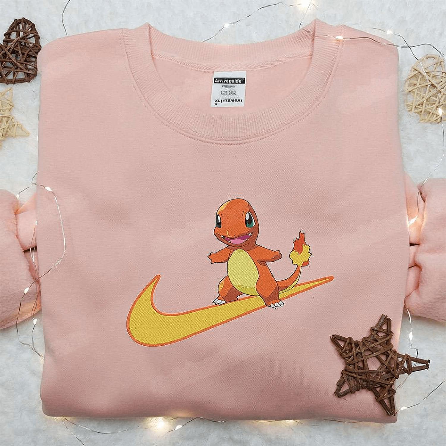 Charmander  Swoosh Anime  Pokemon Hoodie Tshirt Embroidered Sweatshirt For Fan