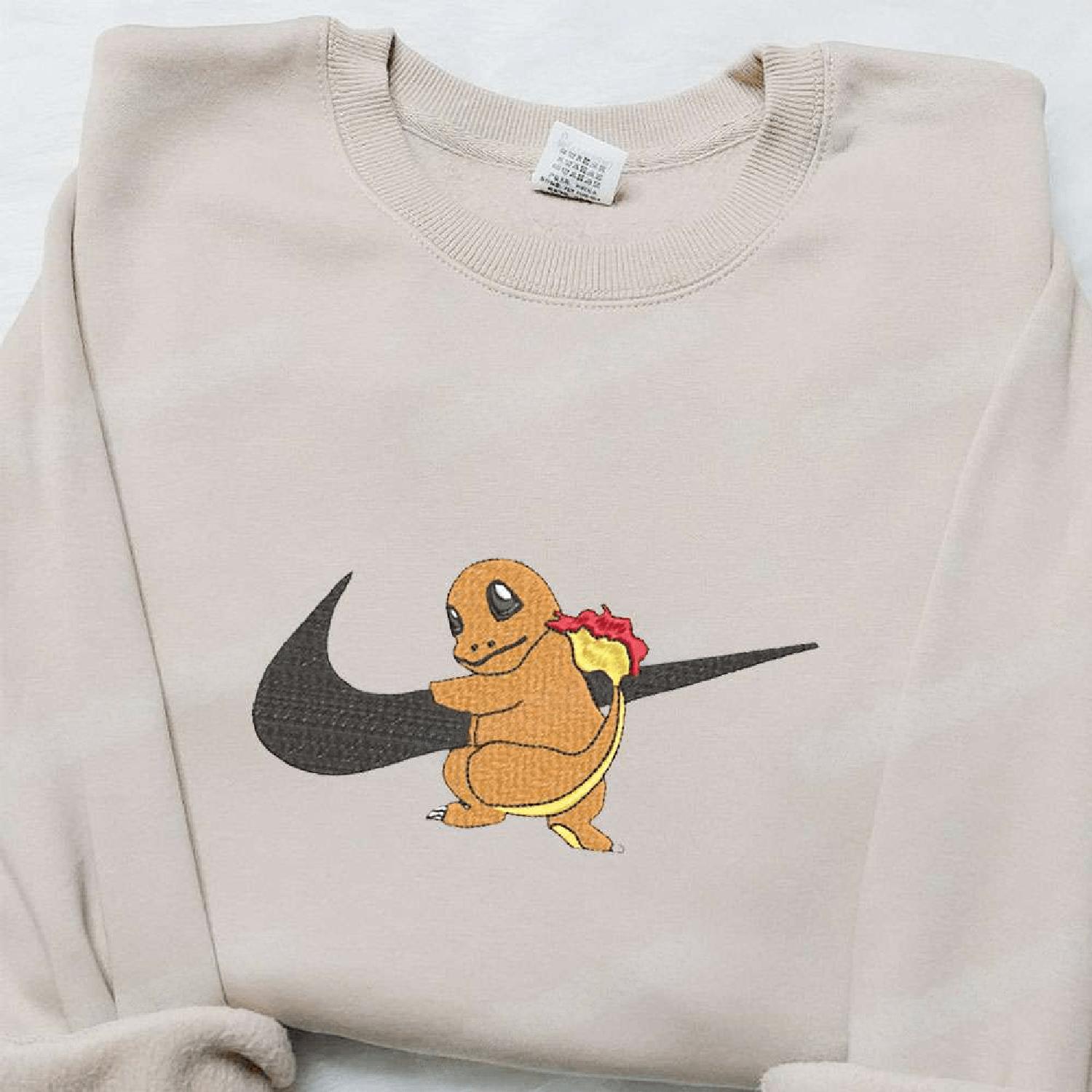 Charmander Pokemon Swoosh Anime  Cool Anime  Gift Ideas for Family Hoodie Tshirt Embroidered Sweatshirt For Fan