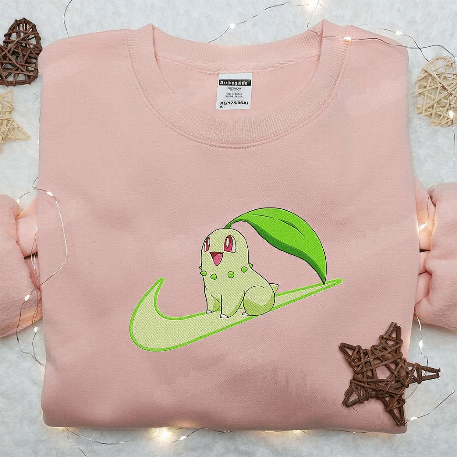 Chikorita  Swoosh Anime  Pokemon Hoodie Tshirt Embroidered Sweatshirt For Fan