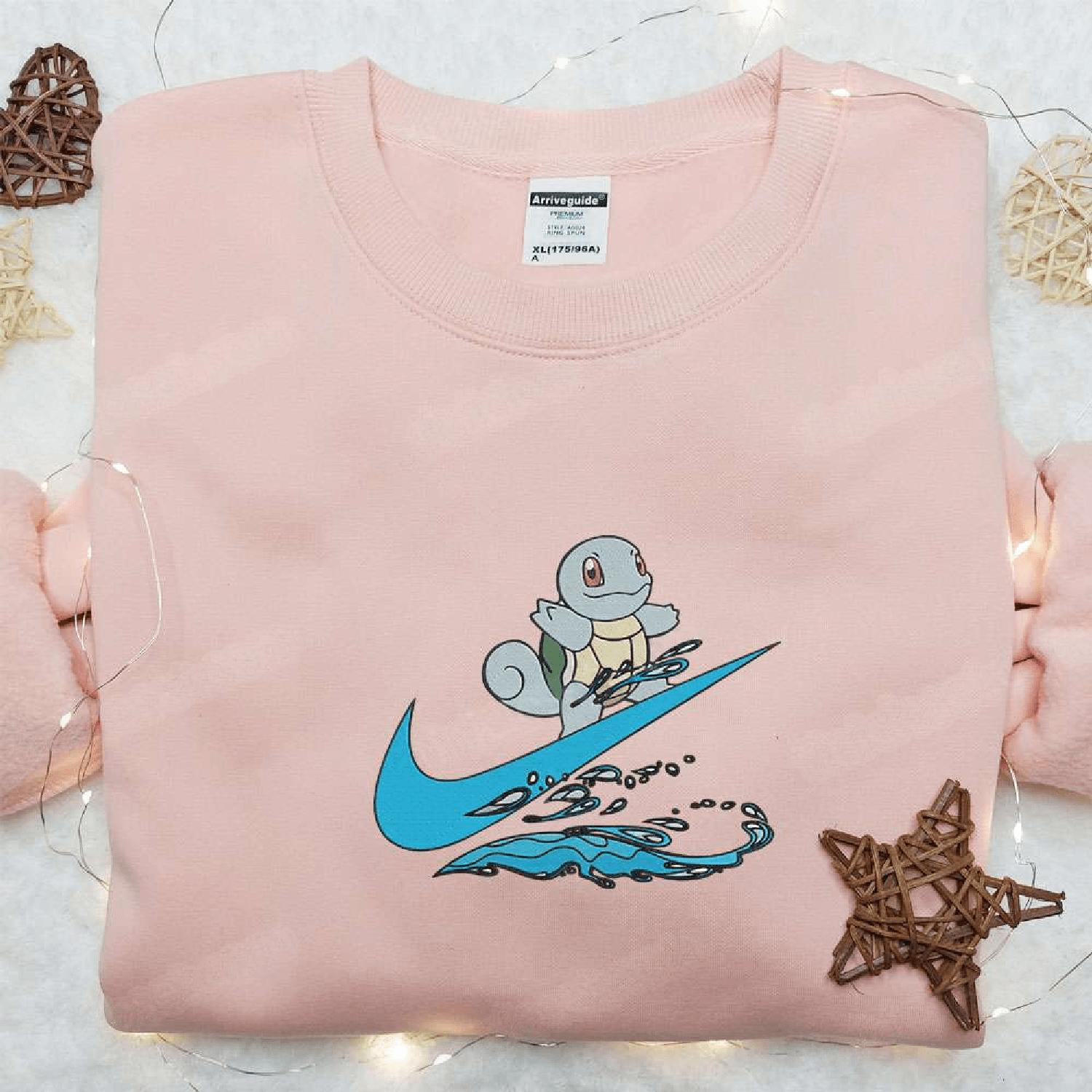 Squirtle Surfing x  Pokemon Anime  Gifts For Family Hoodie Tshirt Embroidered Sweatshirt For Fan