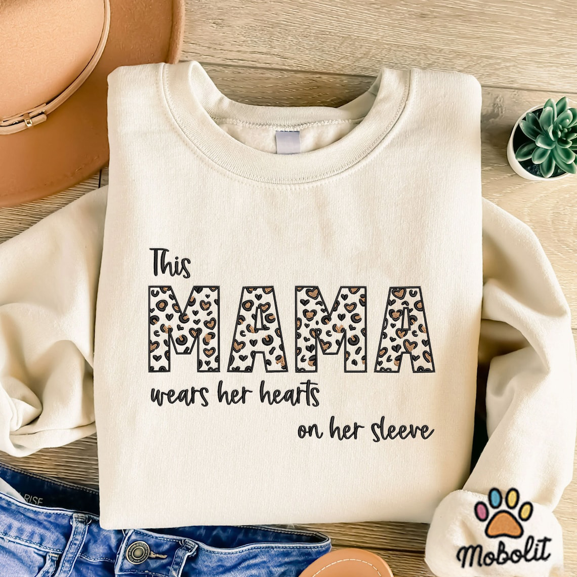 This Mama Wears Her Hearts On Her Sleeve Shirt Custom Mama Gift for Mom Gifts Mother’s Day New Mom Gift