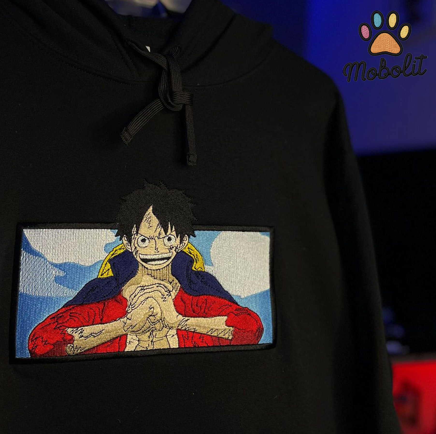 Anime One Piece Luffy  Monkey D. Luffy Embroidered Sweatshirt Tshirt Hoodie For Fan