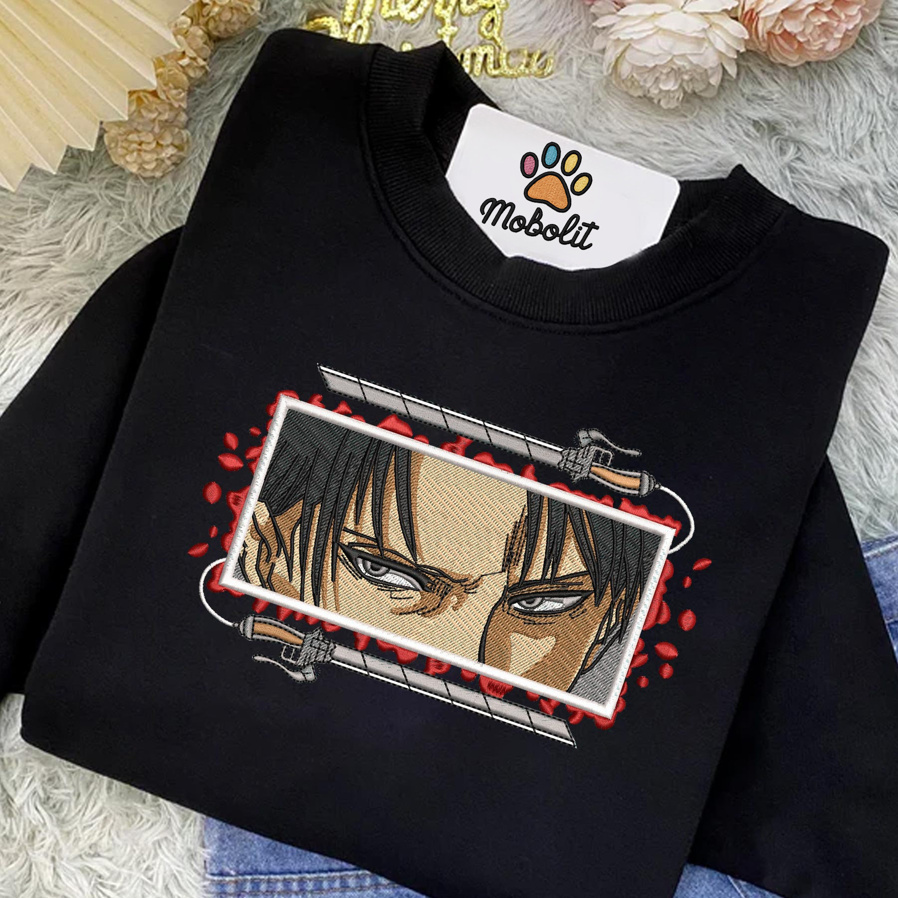 Anime Eren Yeager Attack on Titan Embroidered Sweatshirt Tshirt Hoodie For Fan