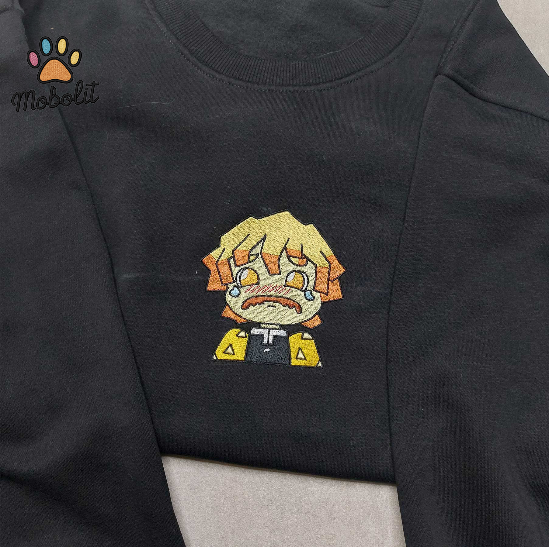 Anime Lover Zenitsu Agatsuma Demon Slayer  Embroidered, Embroidery Sweatshirt Tshirt Hoodie For Fan Gift For Her, Gift For Him