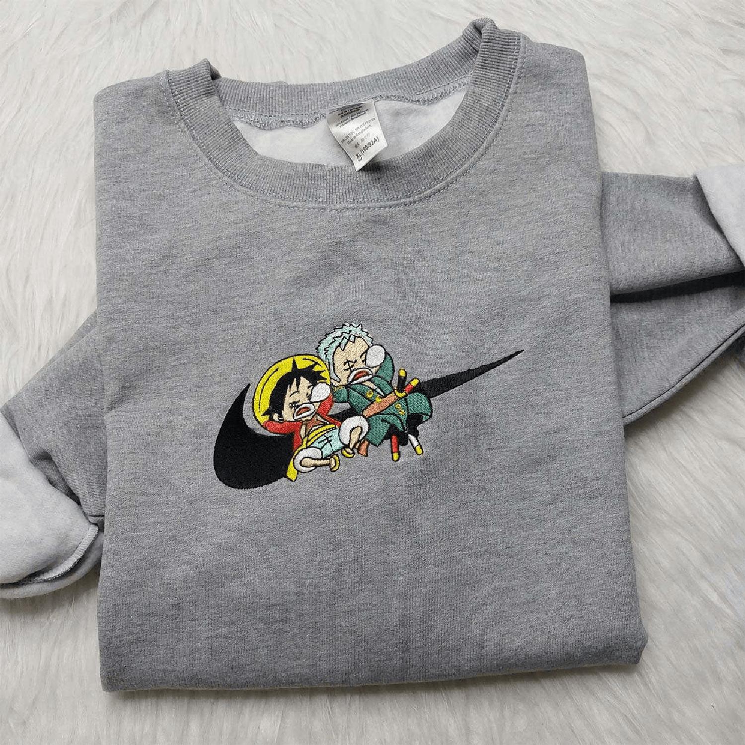 Luffy Zoro  Swoosh One Piece  Hot Topic Anime Hoodie Tshirt Embroidered Sweatshirt For Fan