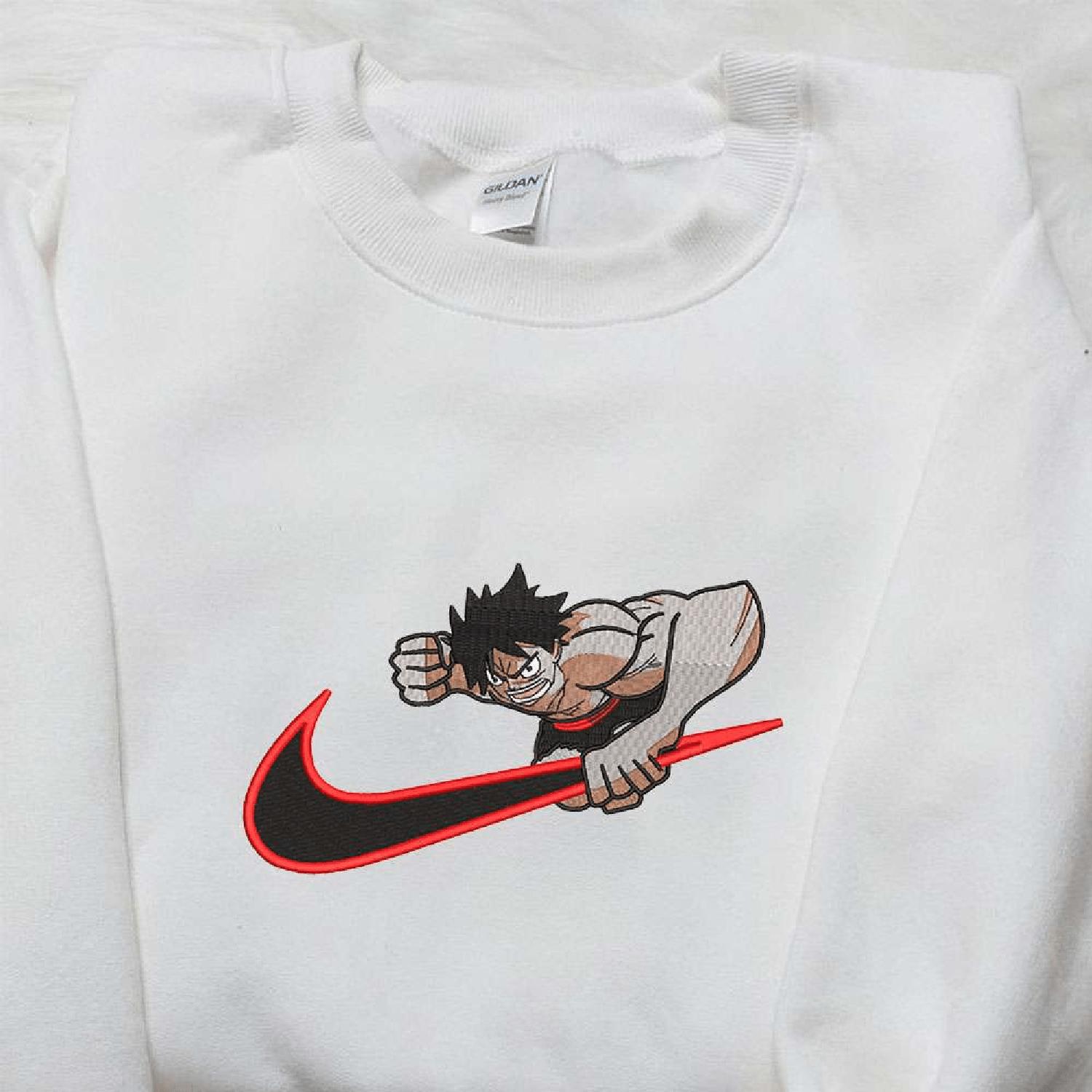 Monkey D. Luffy x  Swoosh Anime One Piece Hoodie Tshirt Embroidered Sweatshirt For Fan