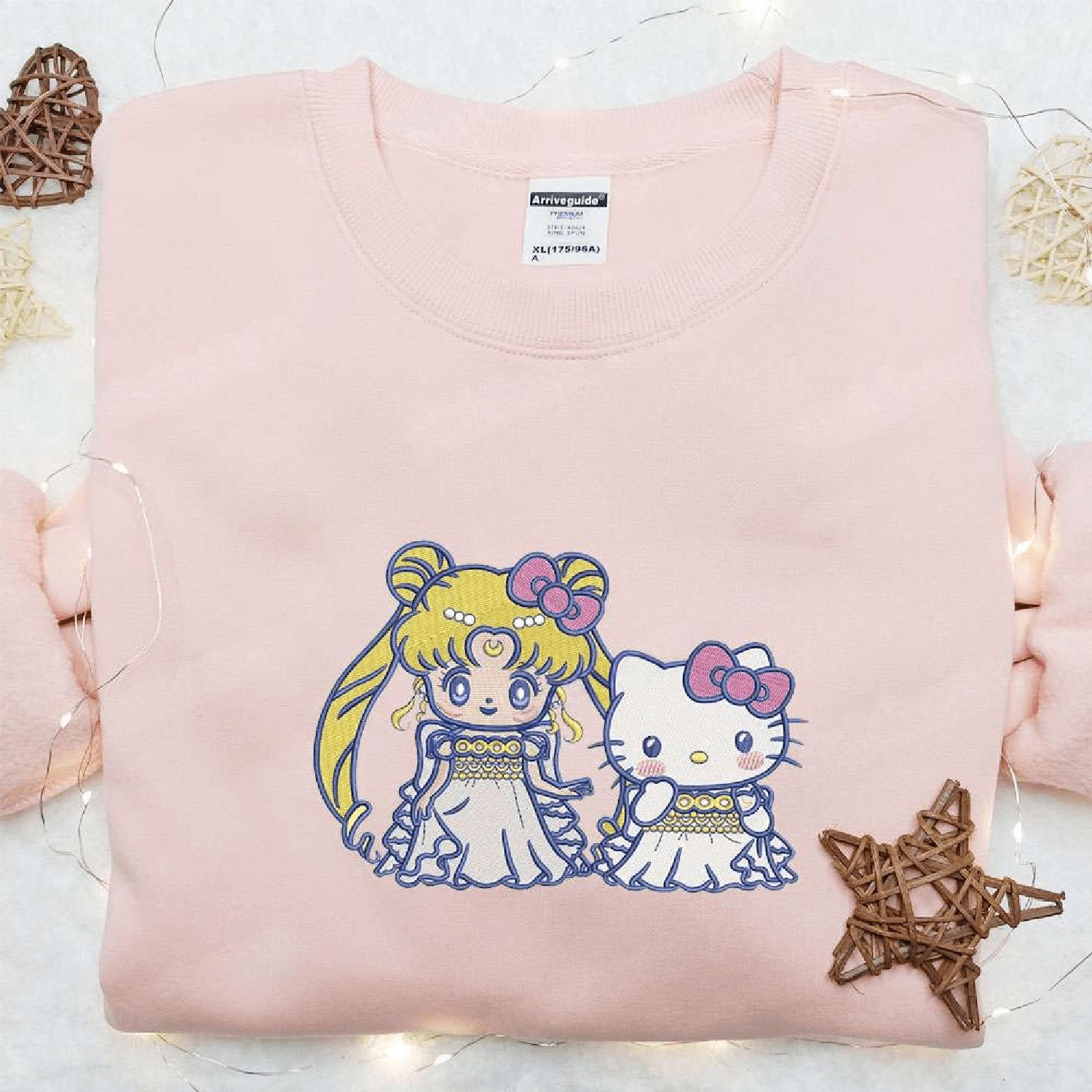 Princess Serenity And Hello Kitty Sailor Moon Anime  Gift For Friends Hoodie Tshirt Embroidered Sweatshirt For Fan