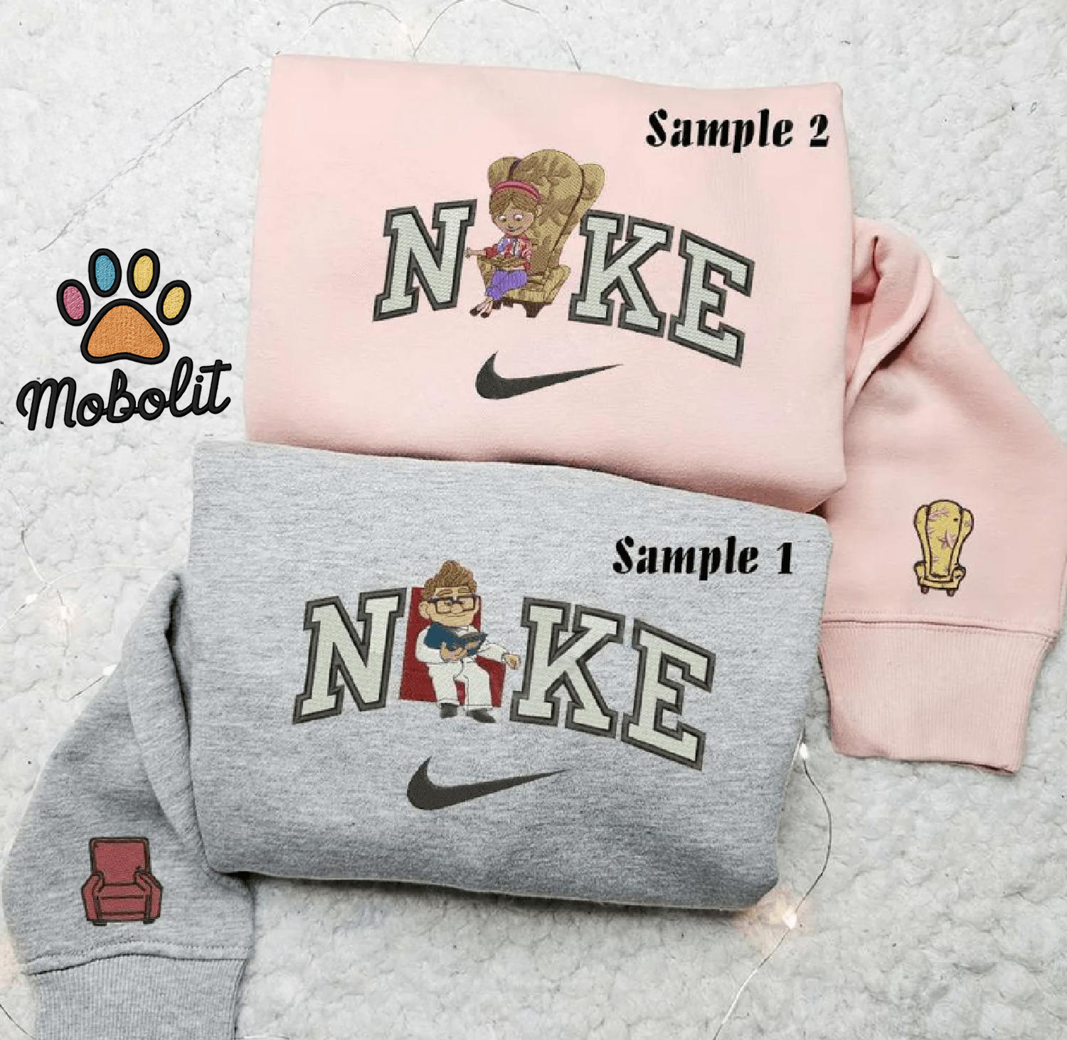 Carl And Ellie Reading x NK1 Couple  Shirt, Valentine Custom Name Couple Embroidered Sweatshirt For Fan