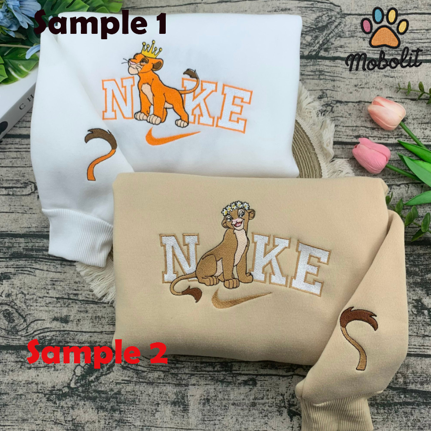 The Lion King Simba Nala Couple Hoodie Tshirt Embroidery Embroidered Sweatshirt For Fan