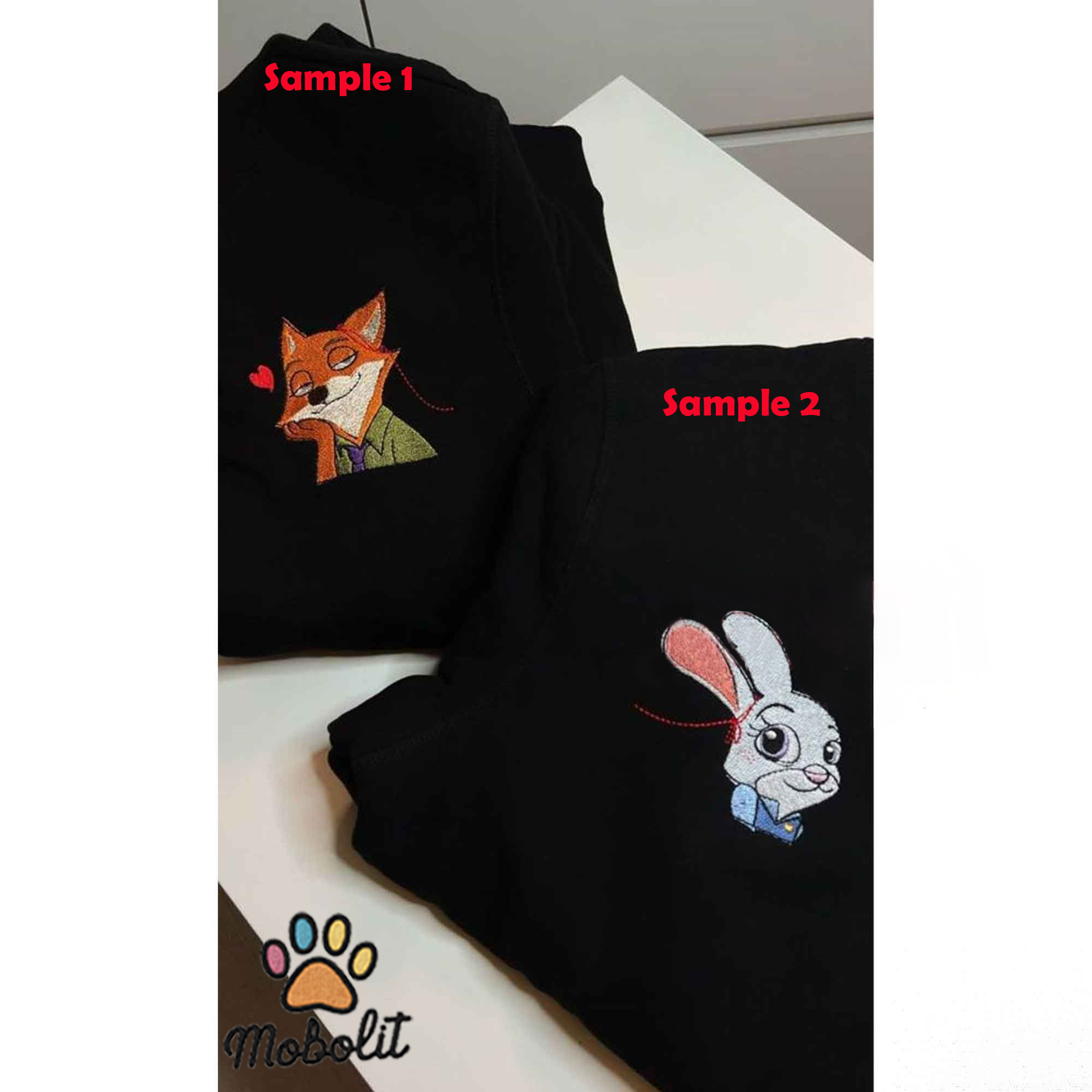 Zootopia Judy Hopps And Nick Wilde Couple Embroidered Unisex Crewneck Tshirt/Hoodie/Sweatshirt, Birthday Gift, Gift for Him Her