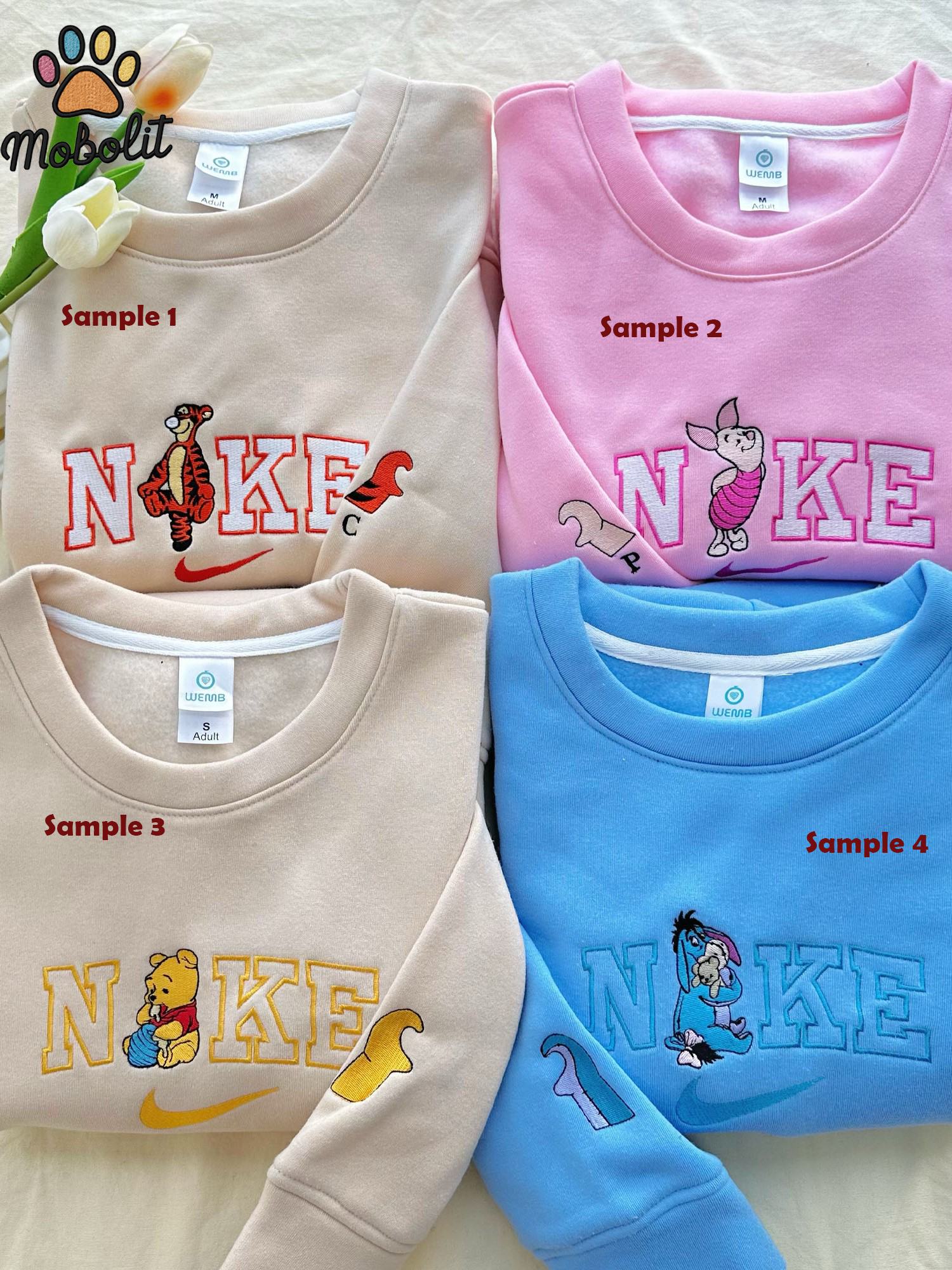 Winnie The Pooh, Eeyore, Tigger, Piglet x Brand NK1 Embroidered Sweatshirt/Tshirt/Hoodie