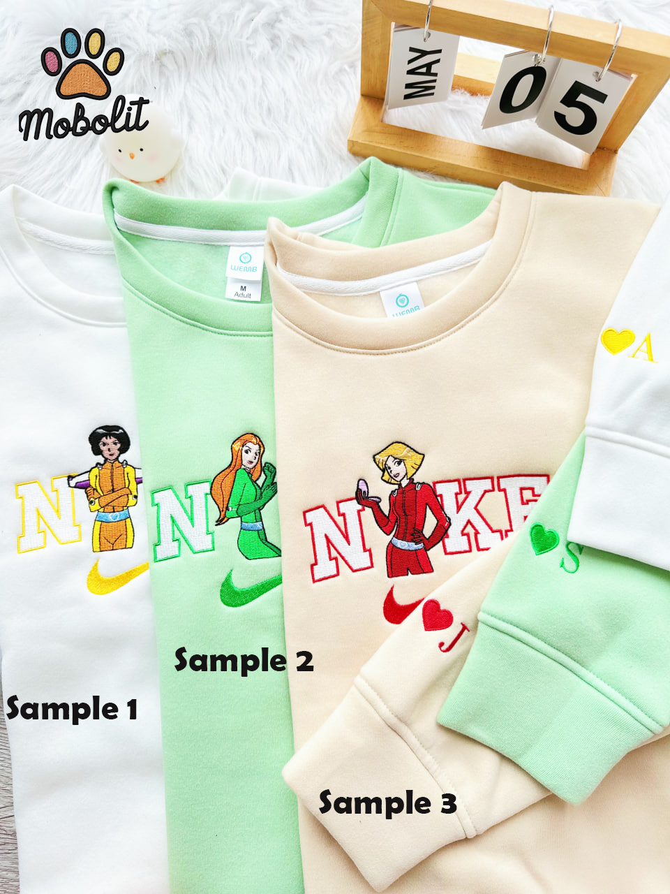 Totally Spies! Sam Alex Clover Sweatshirt x NK1 Embroidered Sweatshirt/Tshirt/Hoodie