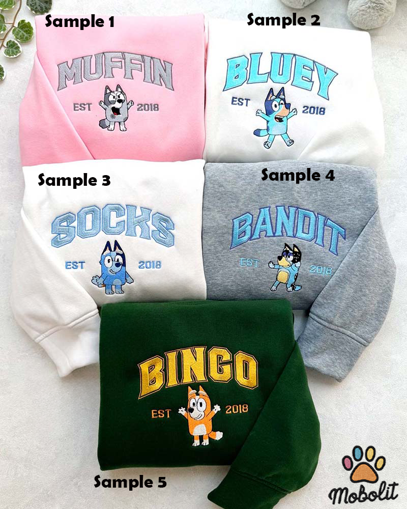 Bluey Family Embroidered Shirt Bluey And Bingo Family tshirt/sweatshirt/hoodie