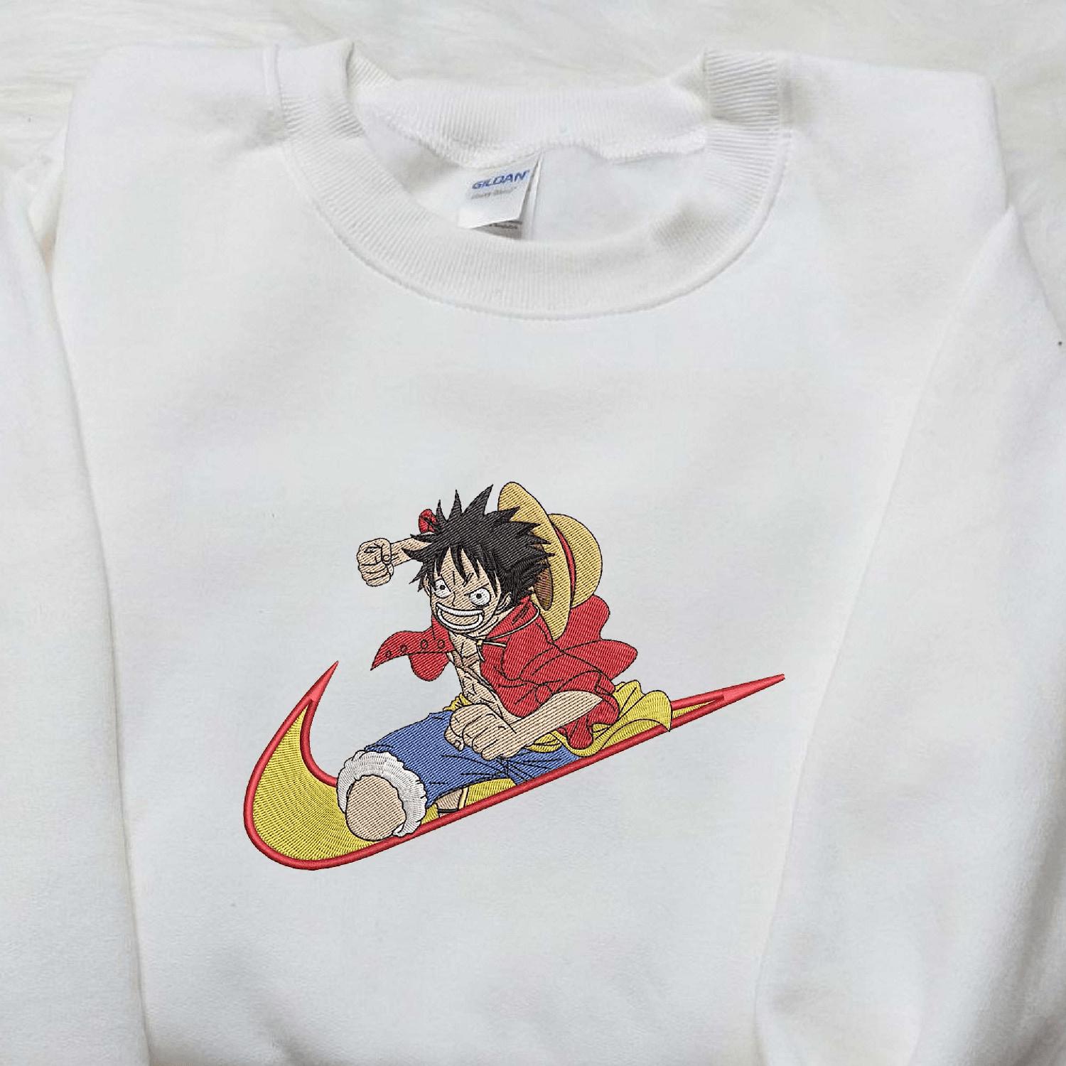 Luffy One Piece Anime Hoodie Tshirt Embroidered Sweatshirt For Fan