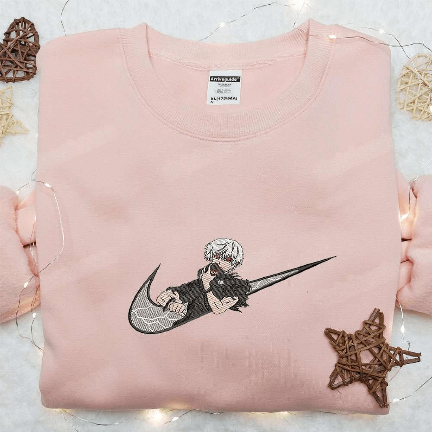 Swoosh x Ken Kaneki  Cool Anime Clothing Hoodie Tshirt Embroidered Sweatshirt For Fan