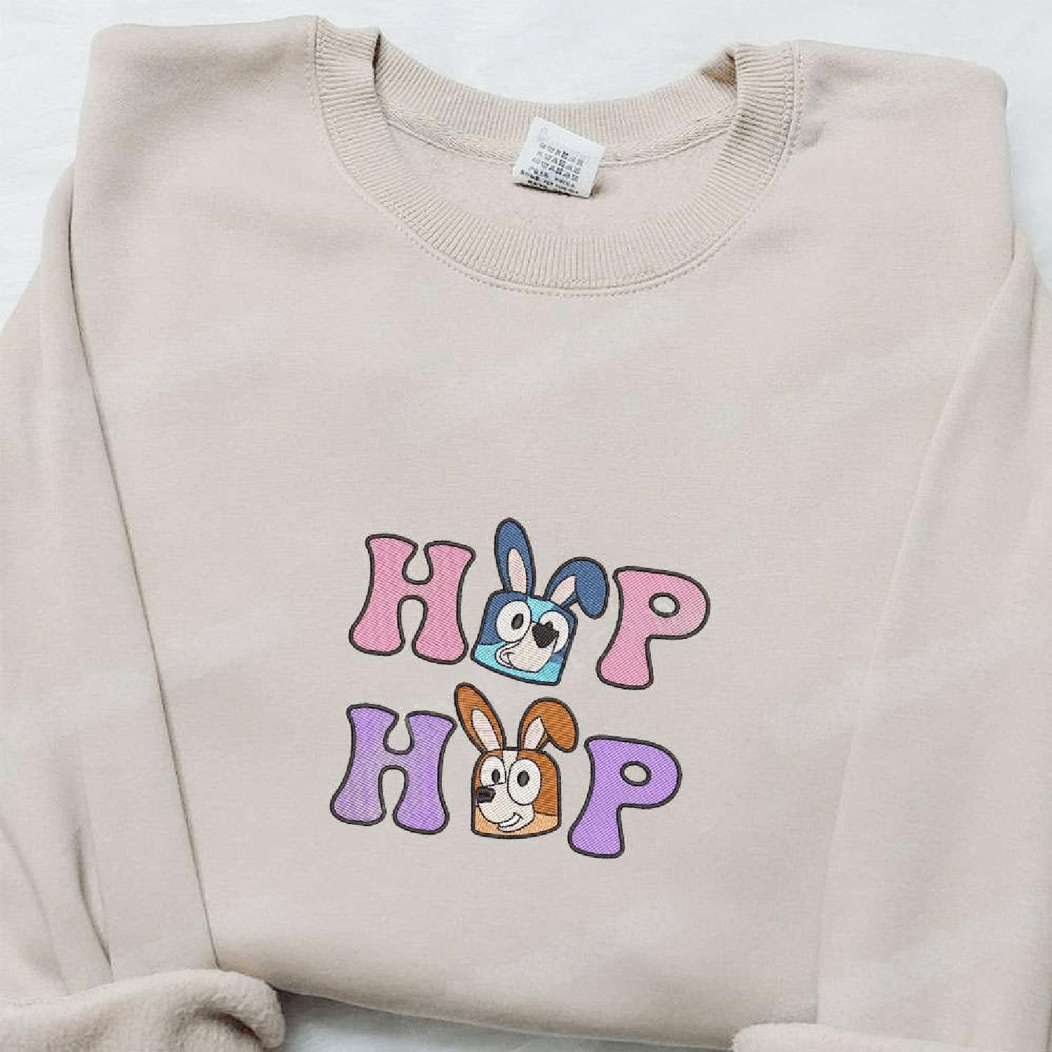 Bluey Hop Hop, Thanksgiving Day, Holiday Gift Ideas Cartoon Hoodie Tshirt Embroidered Sweatshirt For Fan