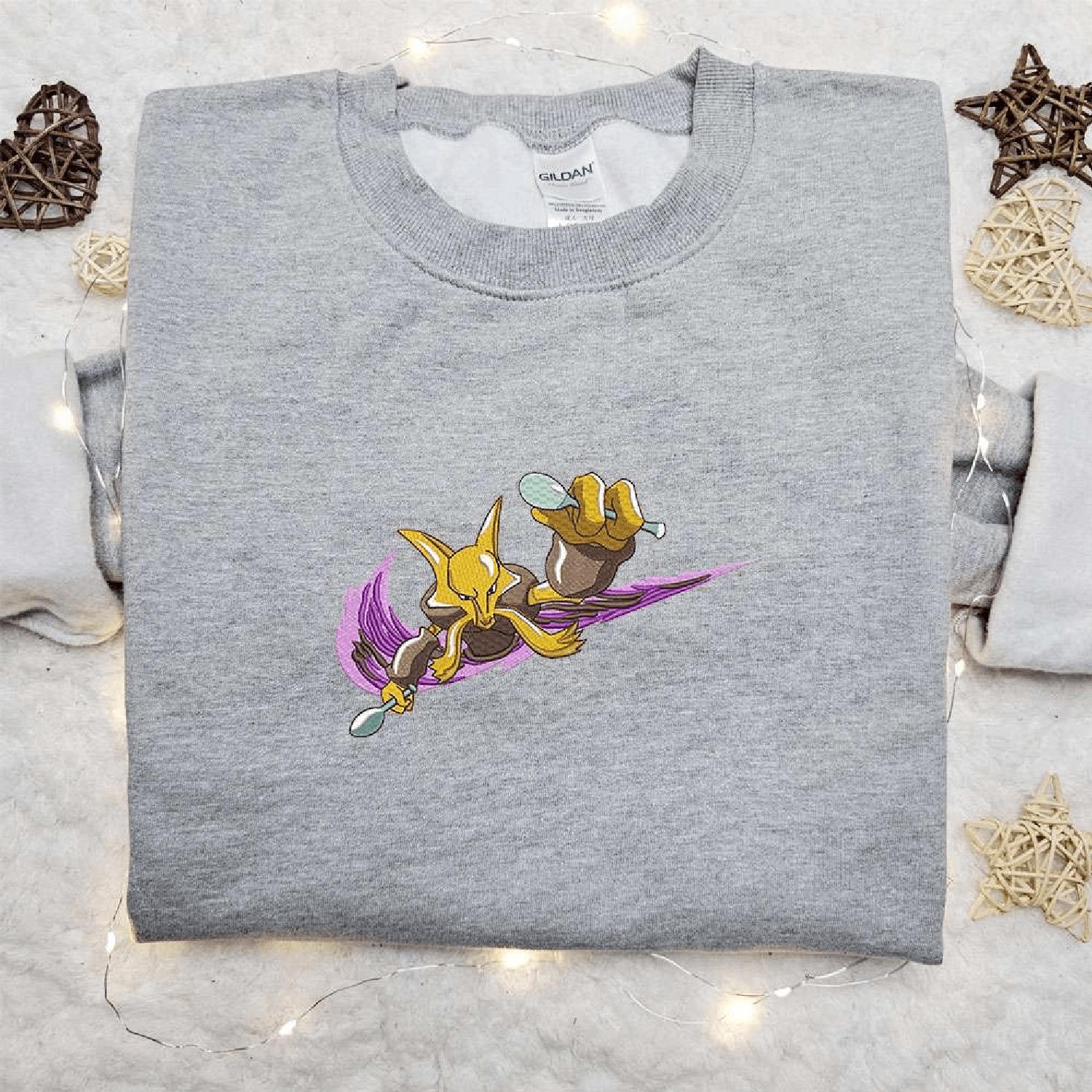 Alakazam Swoosh Anime Pokemon Hoodie Tshirt Embroidered Sweatshirt For Fan