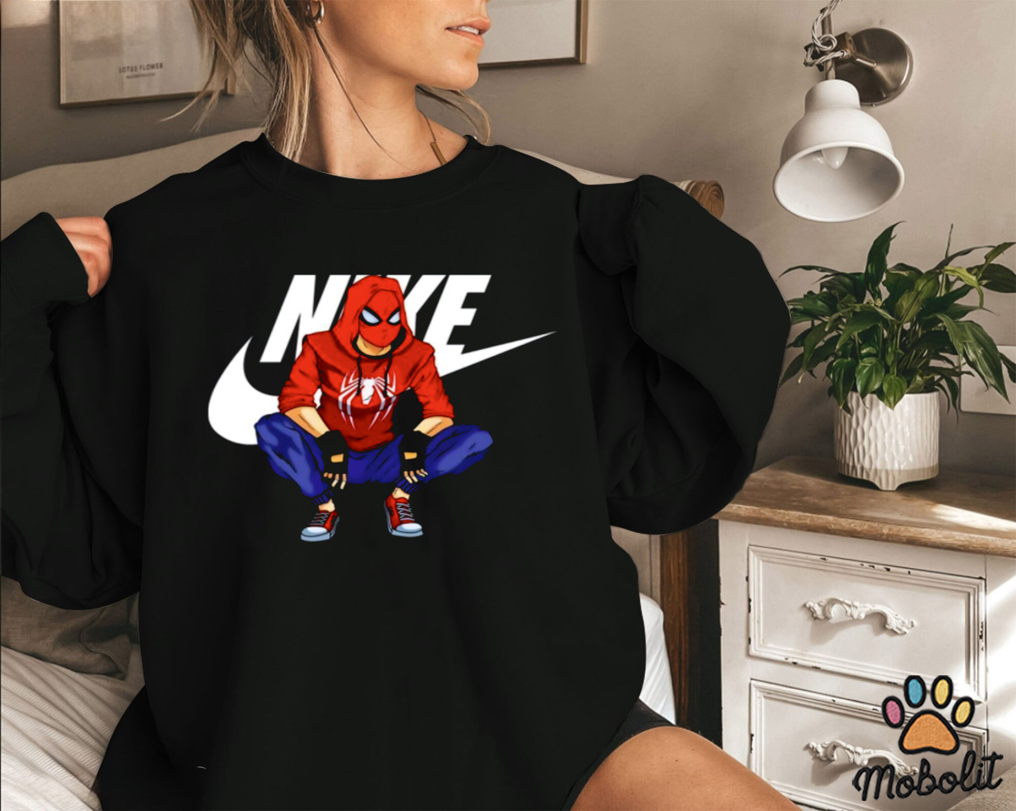 Spider Man Pullover Crewneck Birthday Xmas Gift for her, him Embroidered Shirt