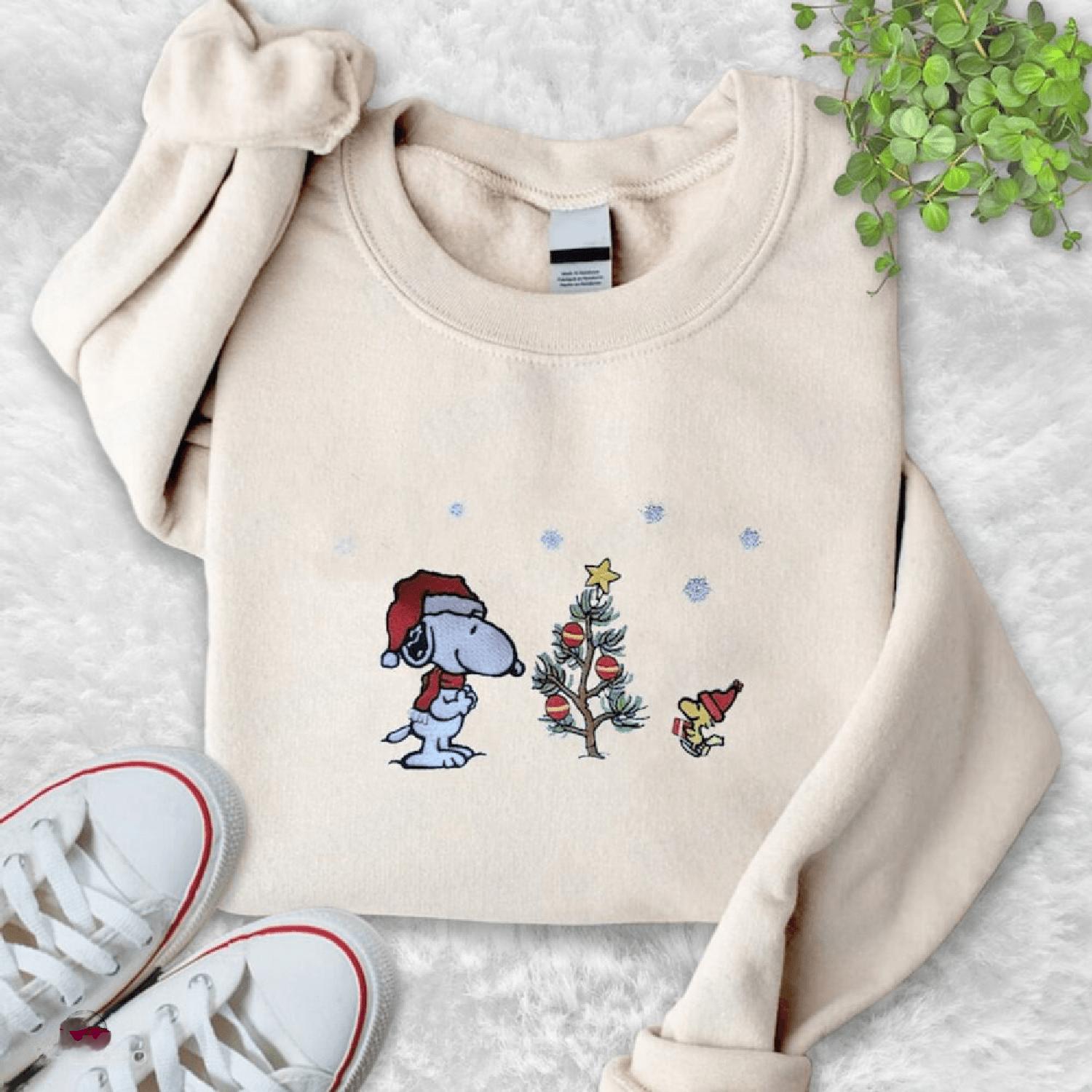 Snoopy Christmas Embroidered Shirt Birthday Gift For Women/Her/Him