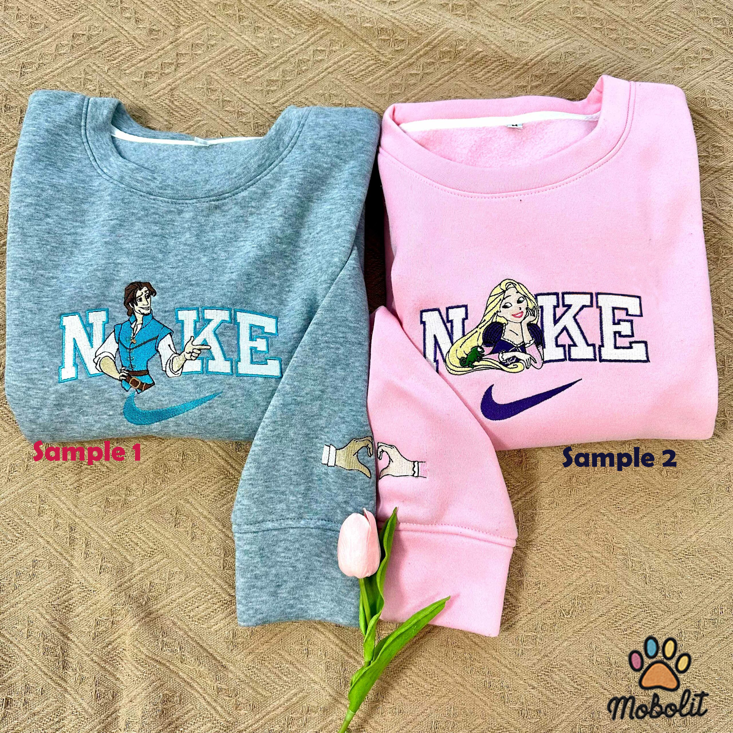 angled Rapunzel and Flynn Hoodie Tshirt Embroidery Embroidered Sweatshirt For Fan